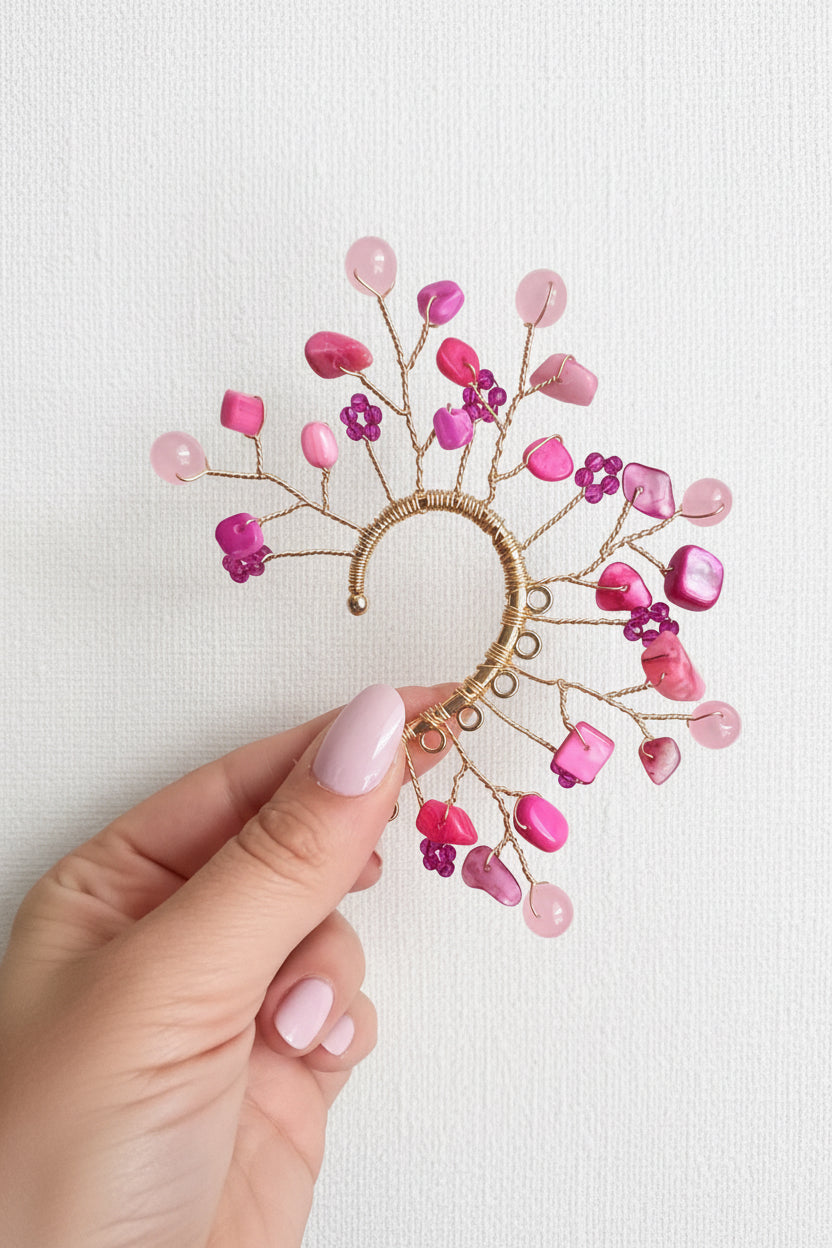Oh Lala Pink Stones Ear Piece, handmade by Heavenly