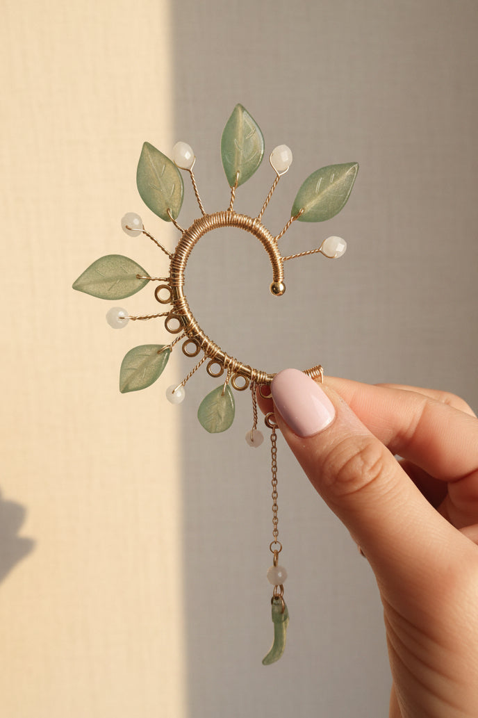 Enchanted Garden Statement Ear Cuff, handmade by Heavenly