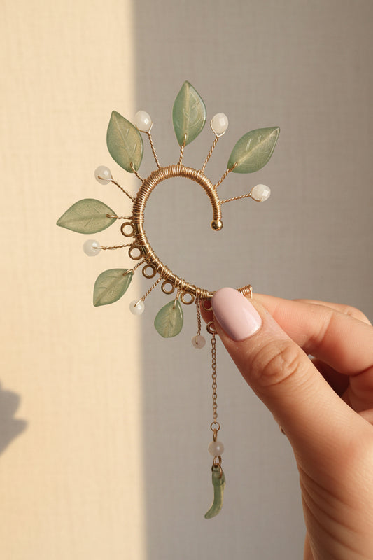 Enchanted Garden Statement Ear Cuff, handmade by Heavenly