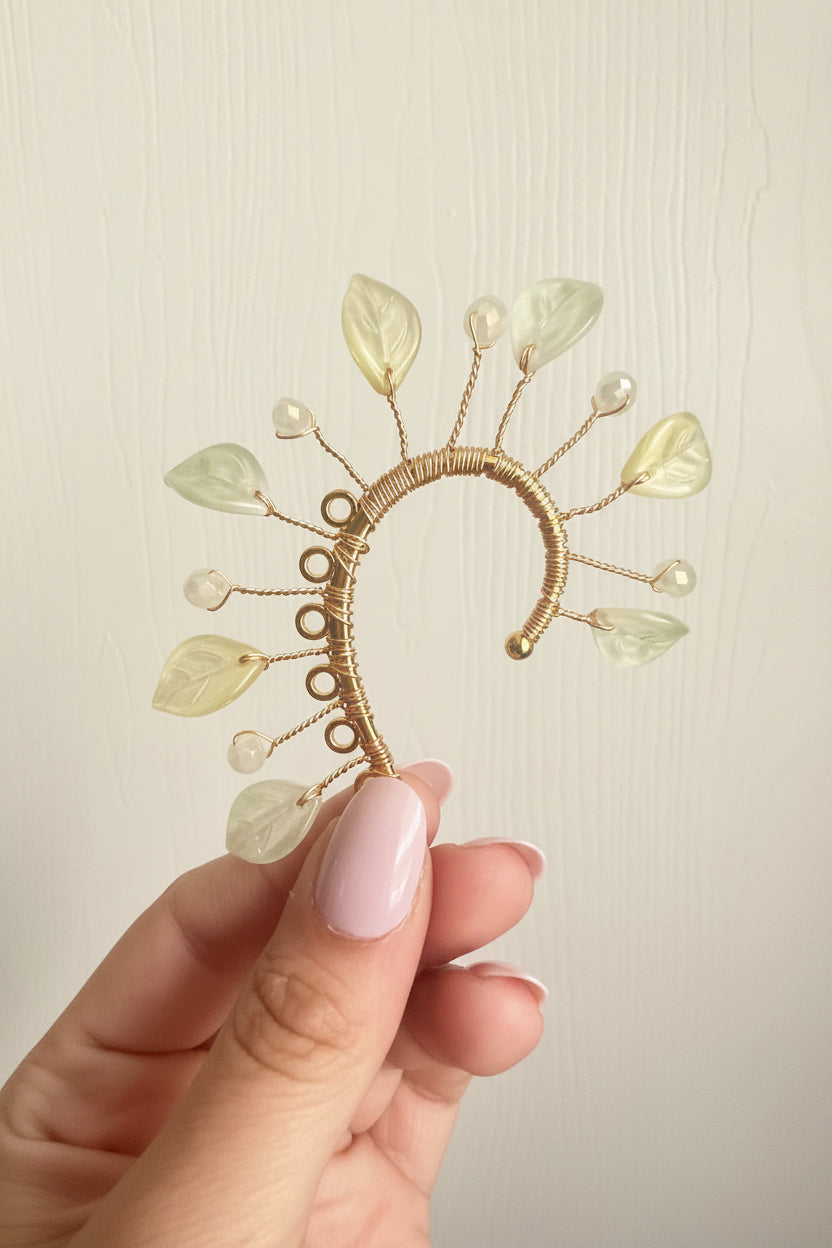 Ivory Garden Ear Cuff, handmade by Heavenly