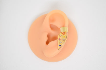 Crystal Heart Charm Earcuff, handmade by Heavenly