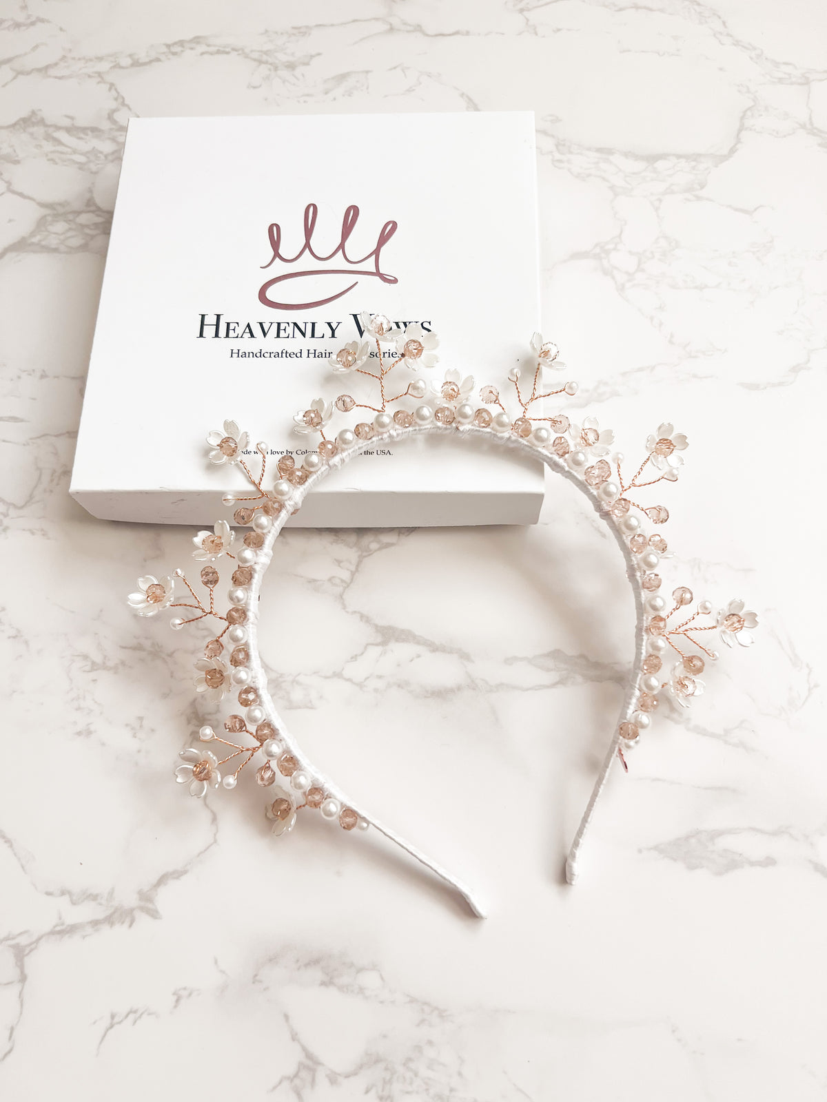Sary Champagne Headband, handmade by Heavenly