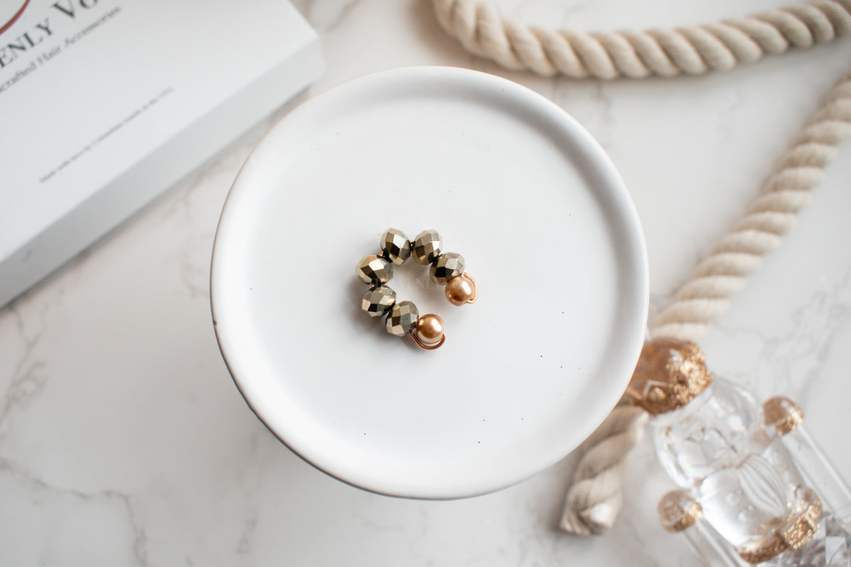 Metallic Crystals Beaded Earcuff, handmade by Heavenly